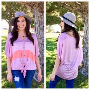 Fantastic Fawn mauve pink oversized front tie topS